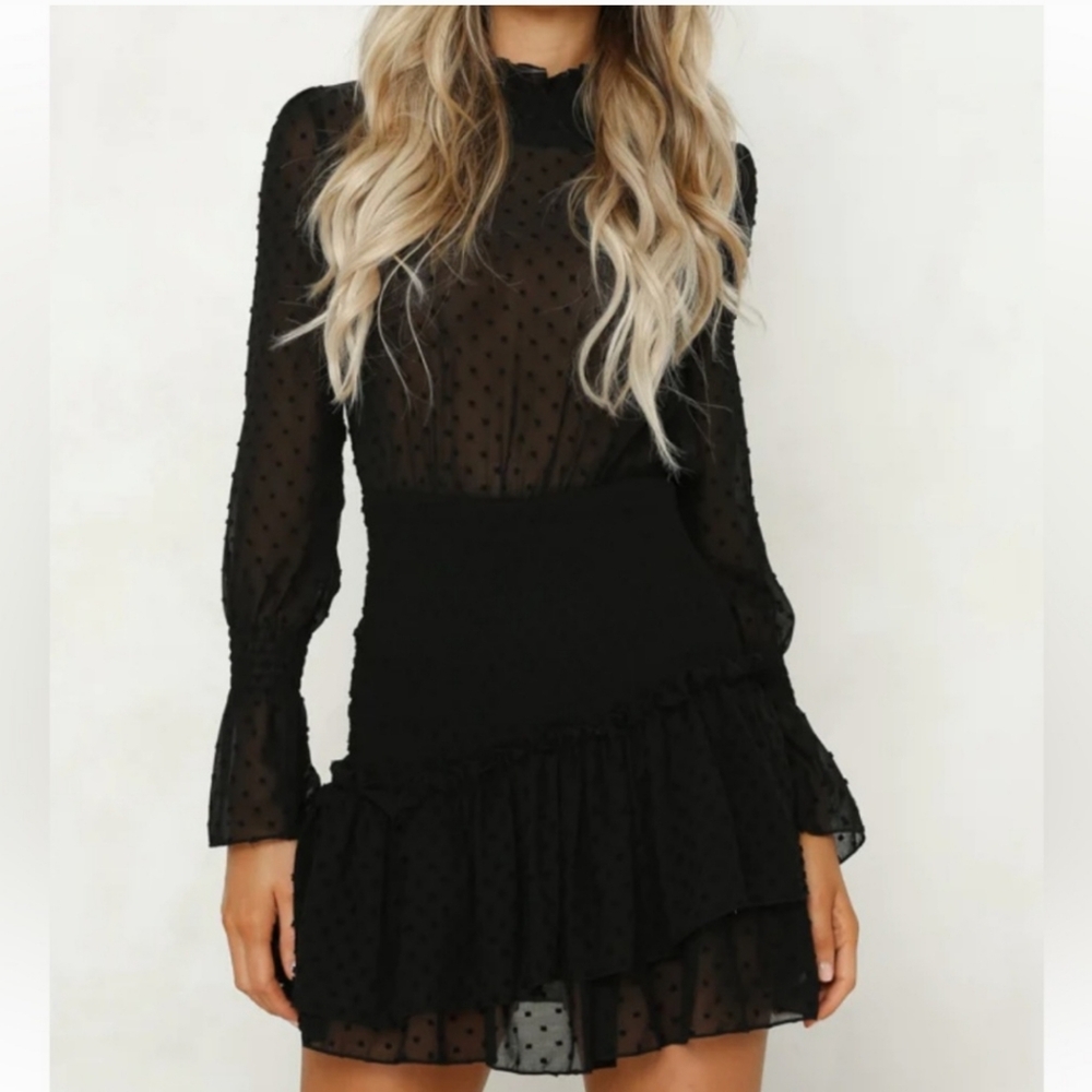 Hello molly  black dress, long sleeve  size 10
